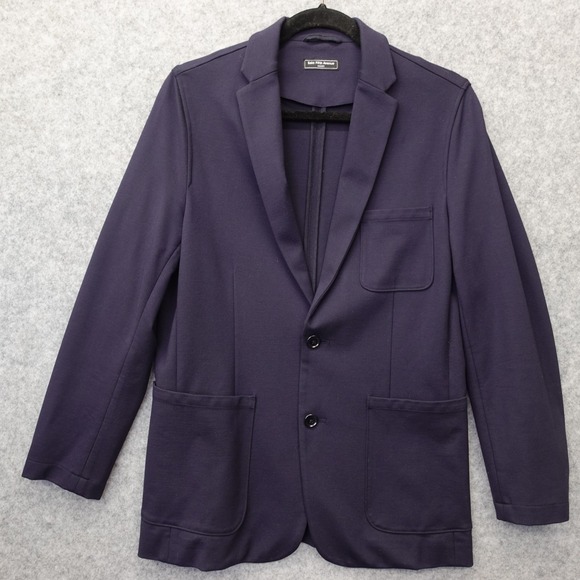 SAKS Fifth Avenue Knit Blazer Mens SMALL Navy‎ Jacket Slim Stretch Washable $298